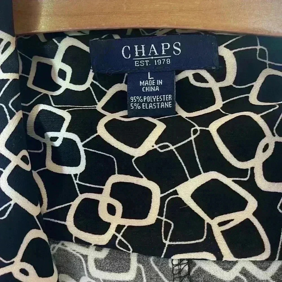 Chaps women’s size large, beautiful, black, and white summer dress. - Picture 2 of 7